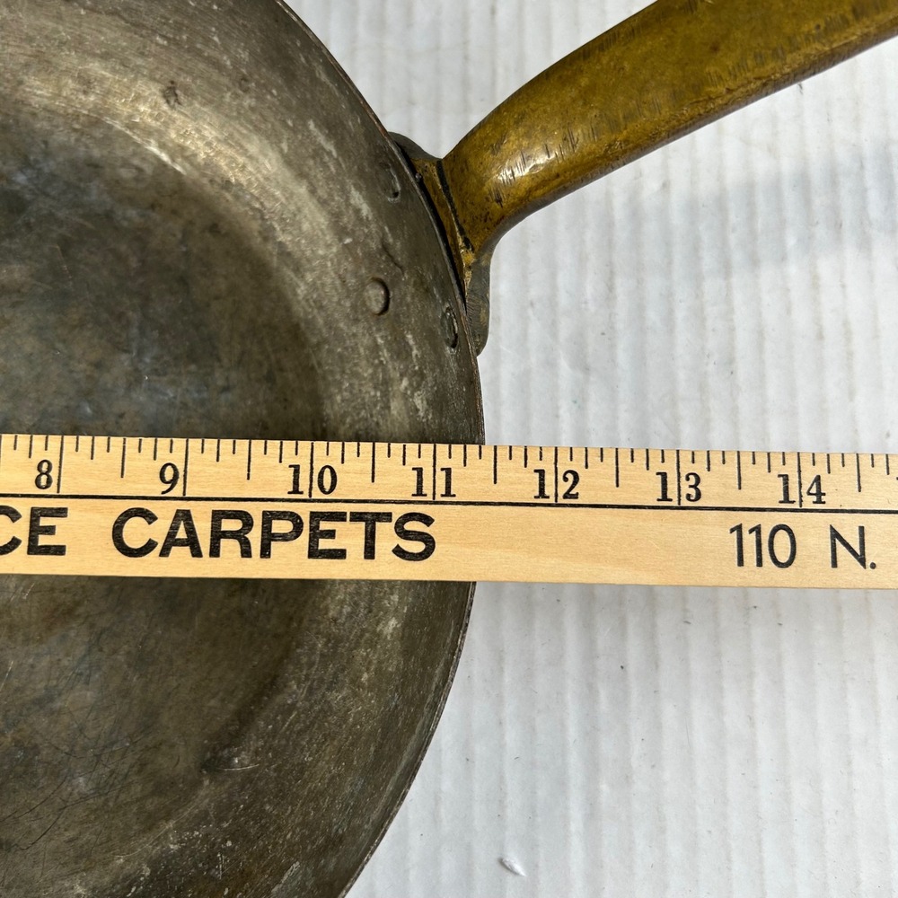 VTG Hammered Copper Skillet Tin Lined Brass Handle 11 Inch Frying Pan - Picture 7 of 9